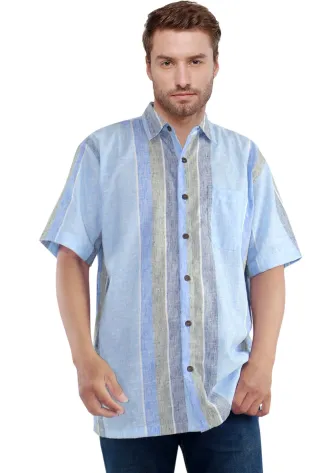 Oregano Fashion Casual OREGANO - CARPA LINEN SHIRT - BLUE 1 carpa_linen_shirt__blue__f