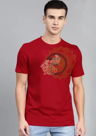 T-Shirt RABBIT MANDALA TEE 1 rabbit_mandala_tee__red__f