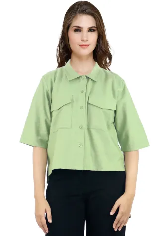 Shirt VELSEN SHIRT -LIGHT GREEN 1 velsen_crop_shirt__lightgreen__f