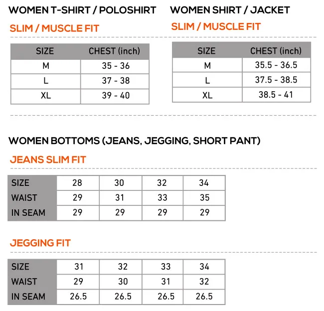 Size Chart WOMEN women sizechart